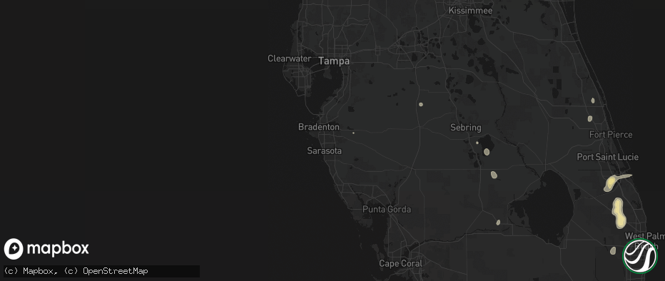 Hail map in Bradenton, FL on July 12, 2026
