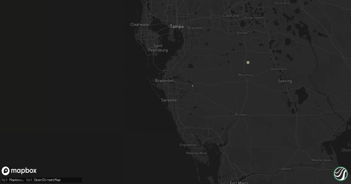 Hail map in Bradenton, FL on July 12, 2026