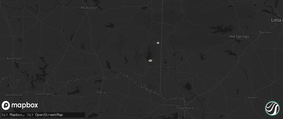 Hail map in Broken Bow, OK on July 12, 2026