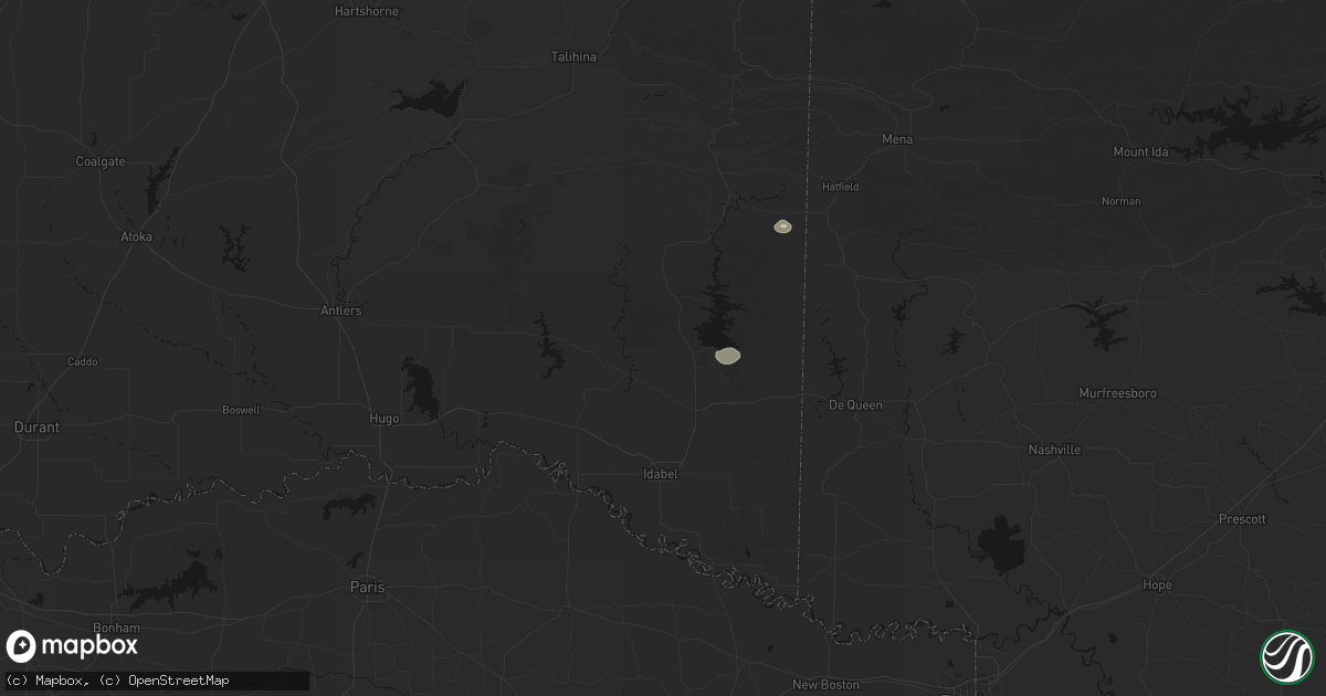 Hail map in Broken Bow, OK on July 12, 2026