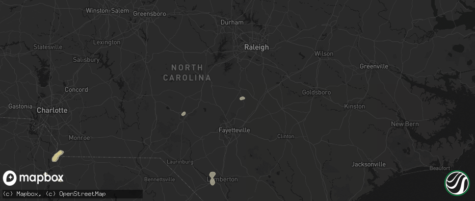 Hail map in Bunnlevel, NC on July 12, 2026