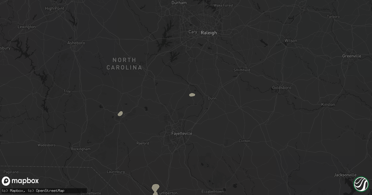 Hail map in Bunnlevel, NC on July 12, 2026