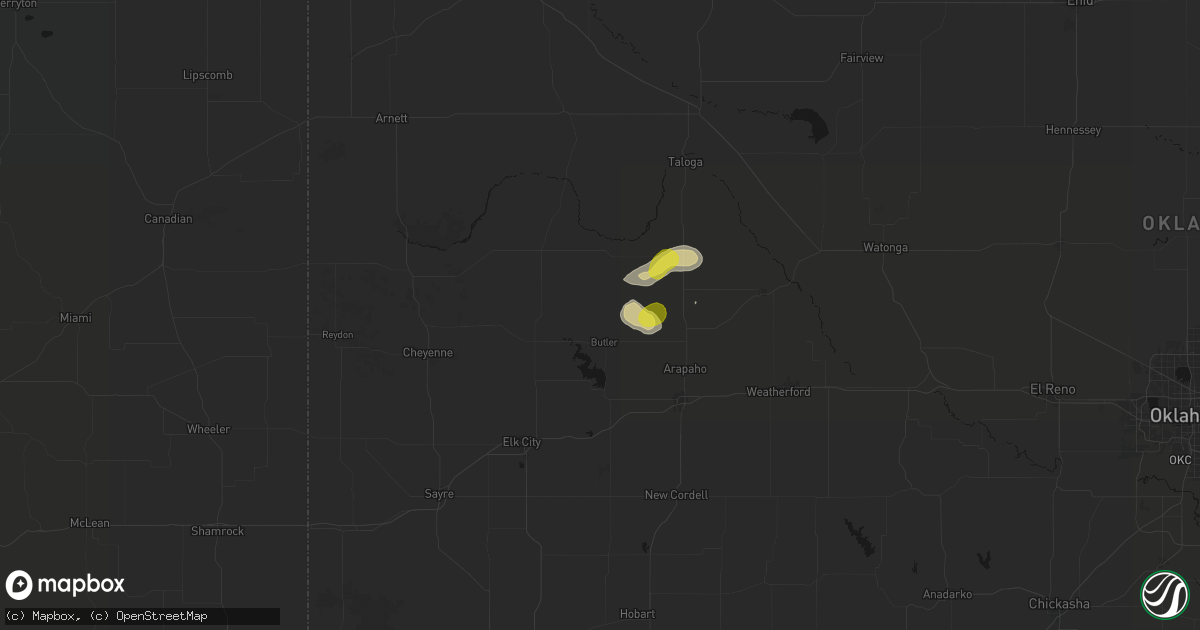 Hail map in Butler, OK on July 12, 2026