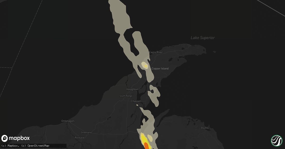 Hail map in Calumet, MI on July 12, 2026