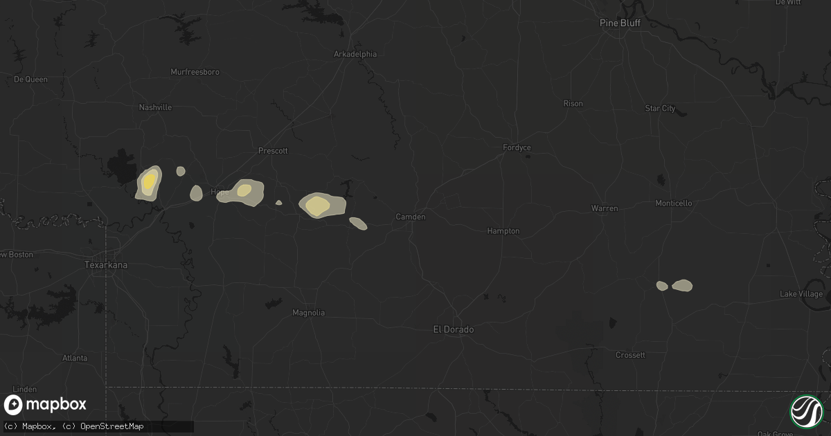 Hail map in Camden, AR on July 12, 2026