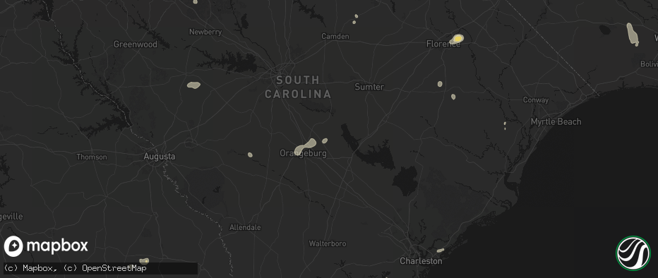 Hail map in Cameron, SC on July 12, 2026