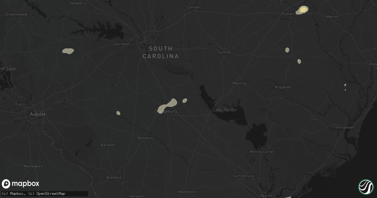 Hail map in Cameron, SC on July 12, 2026