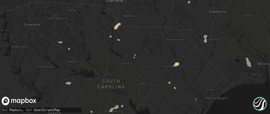 Hail map in Cassatt, SC on July 12, 2026