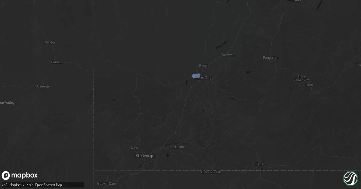 Hail map in Cedar City, UT on July 12, 2026