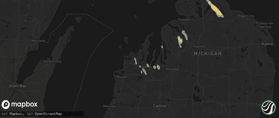 Hail map in Cedar, MI on July 12, 2026