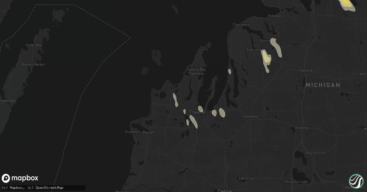 Hail map in Cedar, MI on July 12, 2026
