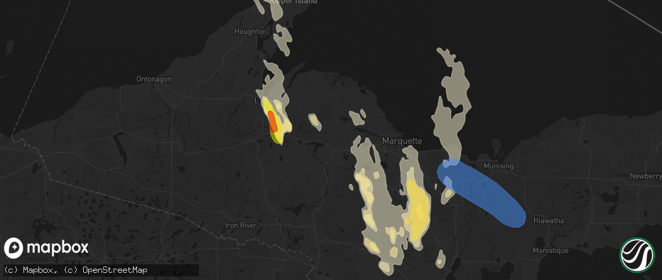 Hail map in Champion, MI on July 12, 2026
