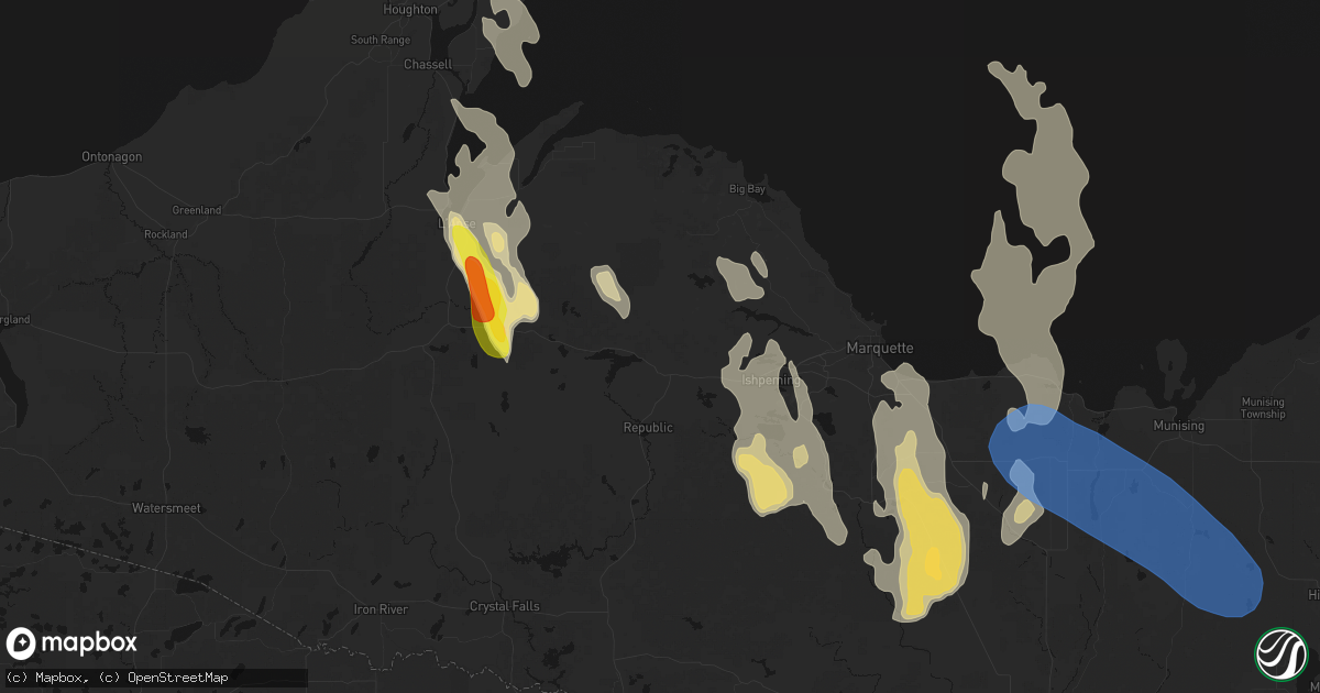 Hail map in Champion, MI on July 12, 2026