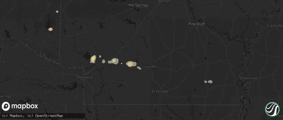 Hail map in Chidester, AR on July 12, 2026