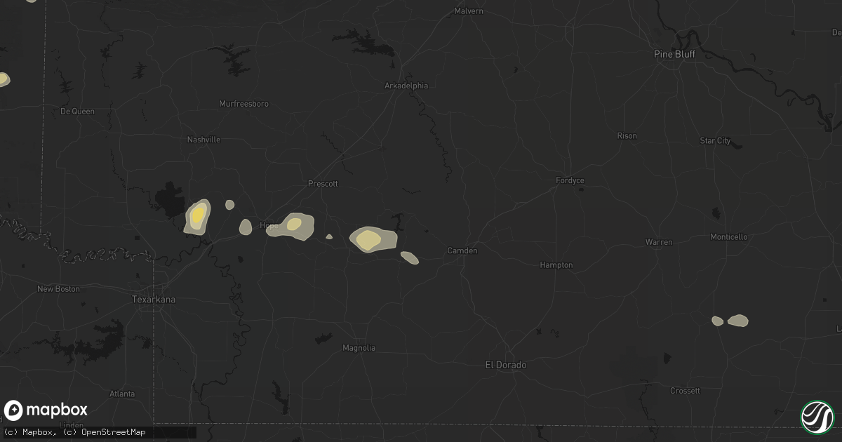 Hail map in Chidester, AR on July 12, 2026