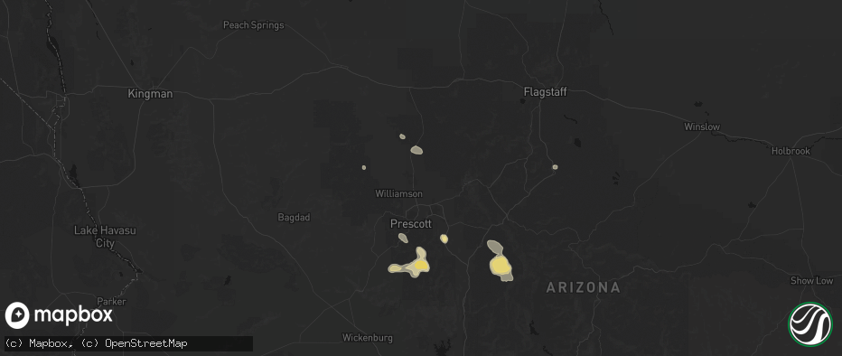 Hail map in Chino Valley, AZ on July 12, 2026