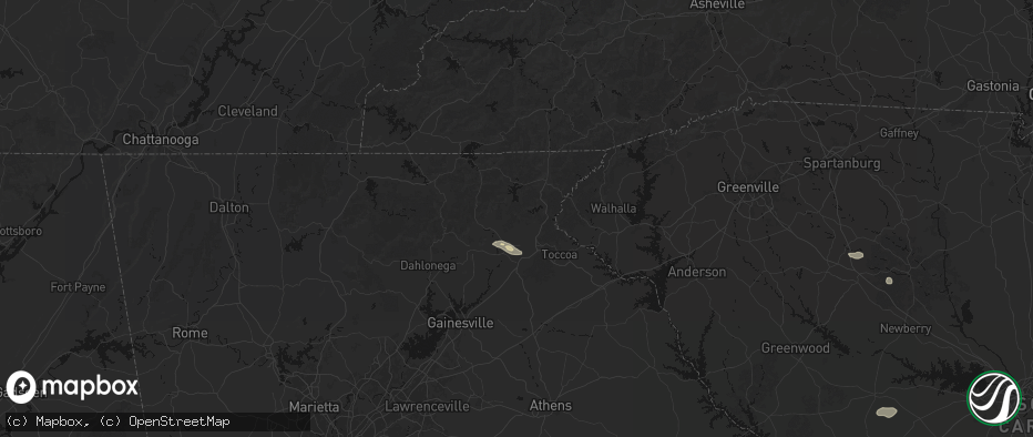 Hail map in Clarkesville, GA on July 12, 2026
