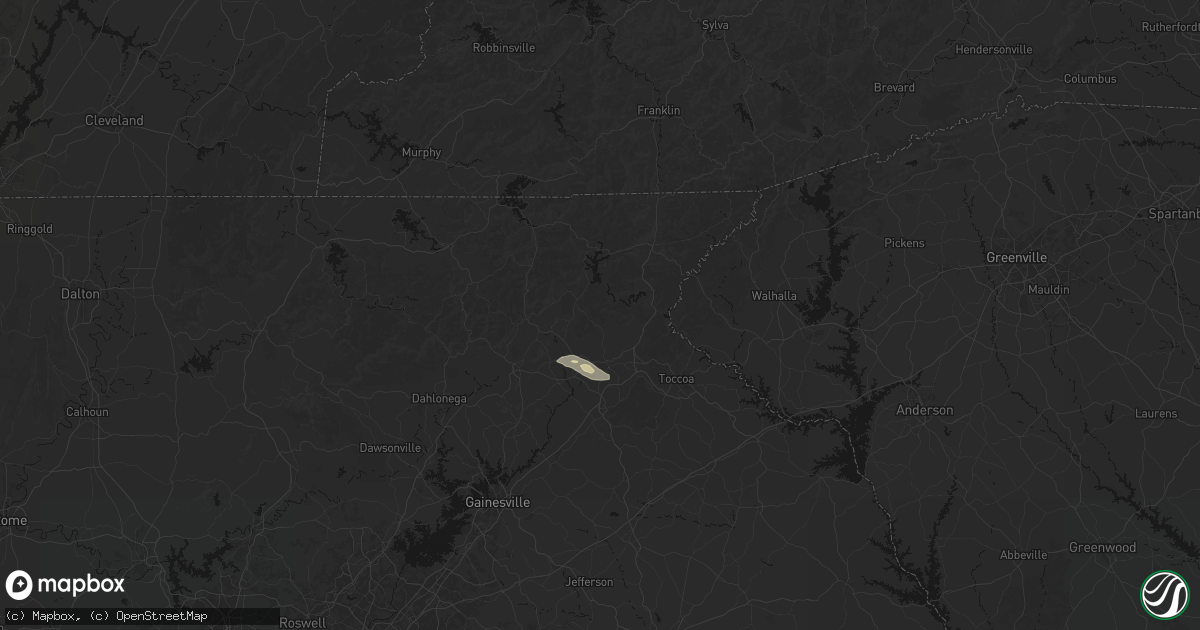 Hail map in Clarkesville, GA on July 12, 2026