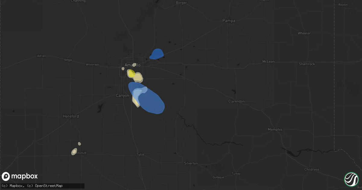Hail map in Claude, TX on July 12, 2026