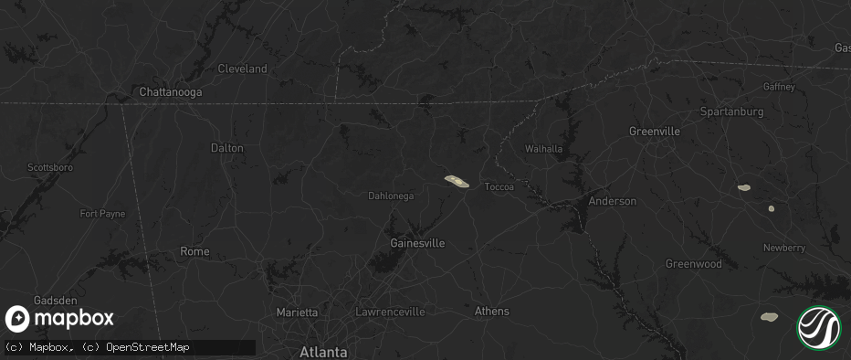 Hail map in Cleveland, GA on July 12, 2026