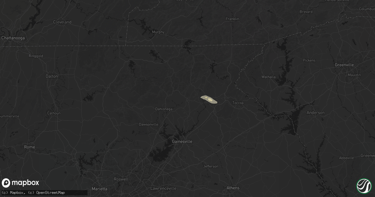 Hail map in Cleveland, GA on July 12, 2026