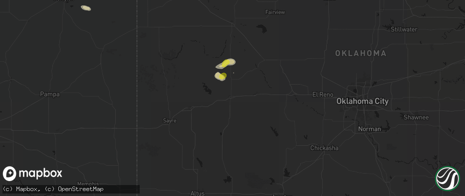 Hail map in Clinton, OK on July 12, 2026