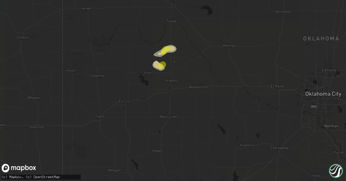 Hail map in Clinton, OK on July 12, 2026