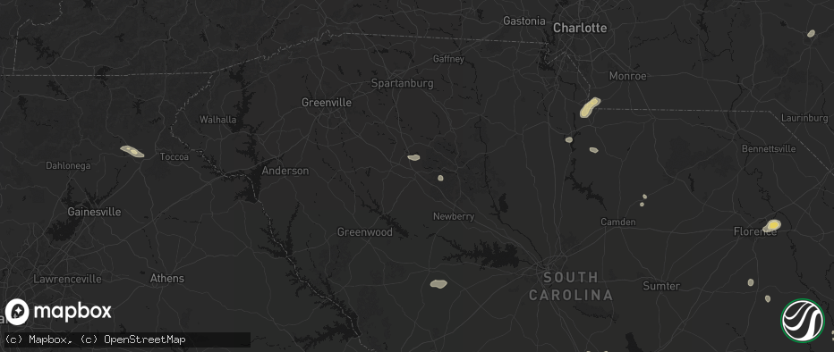 Hail map in Clinton, SC on July 12, 2026
