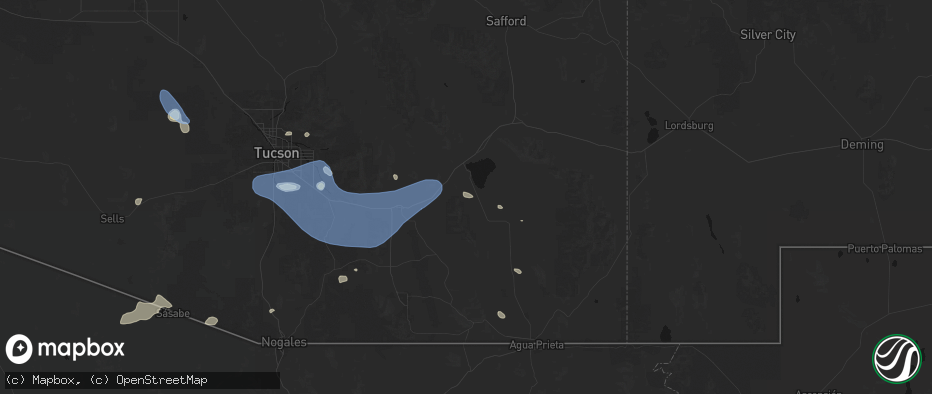 Hail map in Cochise, AZ on July 12, 2026