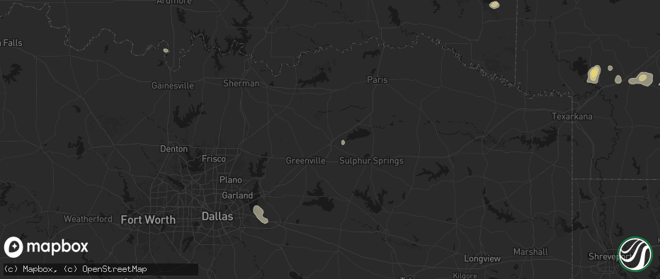 Hail map in Commerce, TX on July 12, 2026