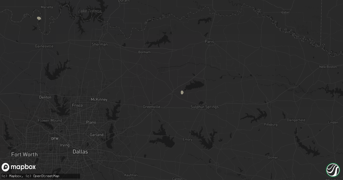 Hail map in Commerce, TX on July 12, 2026