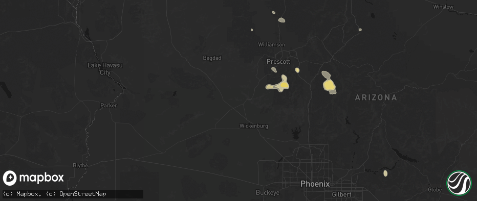 Hail map in Congress, AZ on July 12, 2026