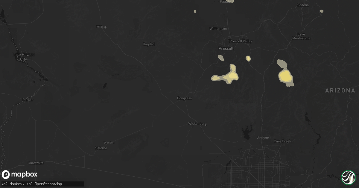 Hail map in Congress, AZ on July 12, 2026