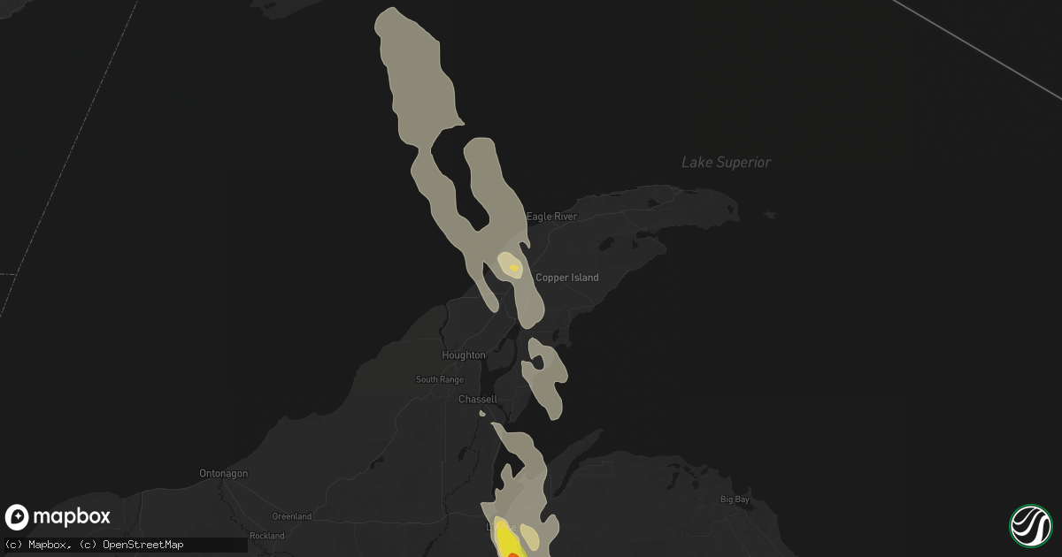 Hail map in Copper City, MI on July 12, 2026