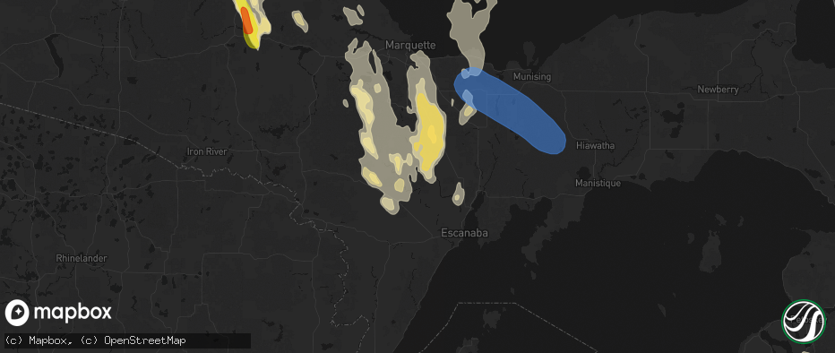 Hail map in Cornell, MI on July 12, 2026