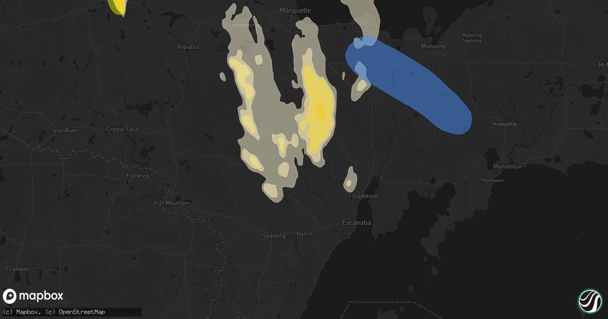 Hail map in Cornell, MI on July 12, 2026