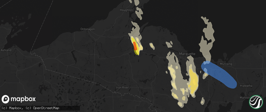 Hail map in Covington, MI on July 12, 2026