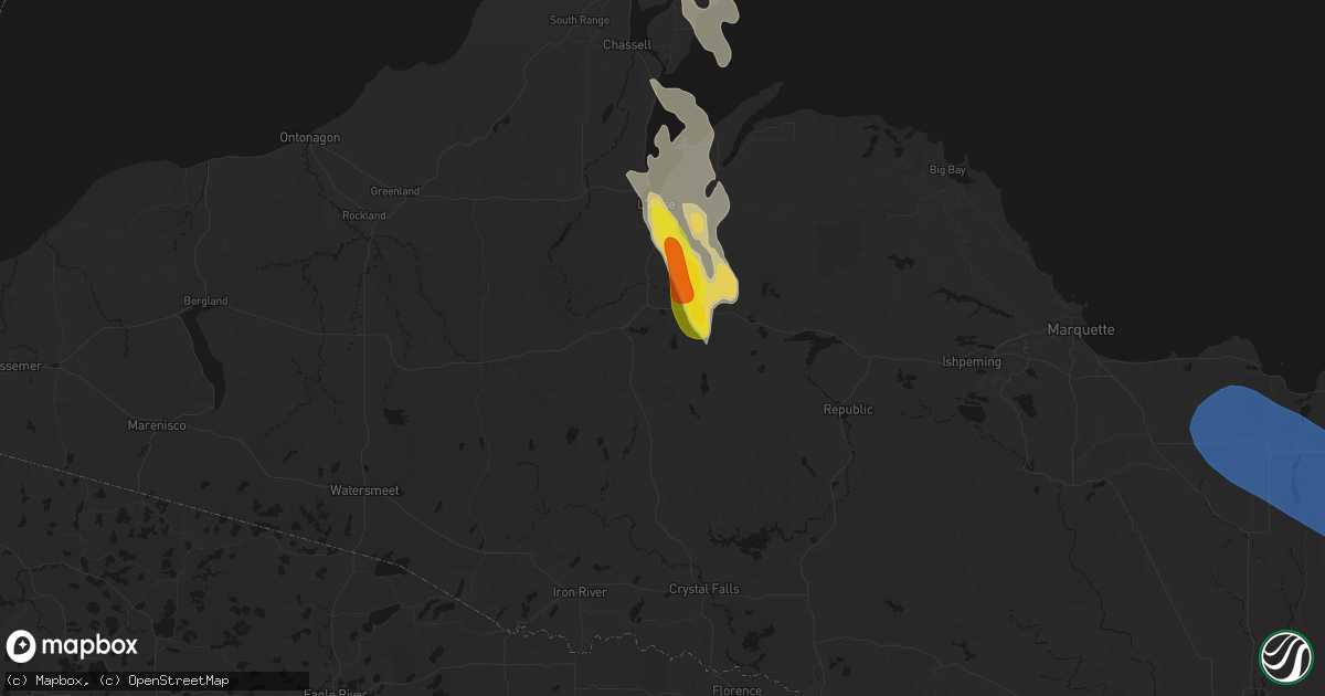 Hail map in Covington, MI on July 12, 2026