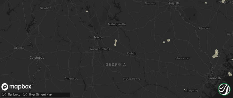 Hail map in Danville, GA on July 12, 2026