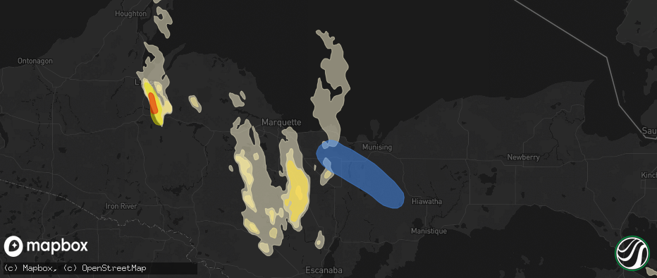 Hail map in Deerton, MI on July 12, 2026
