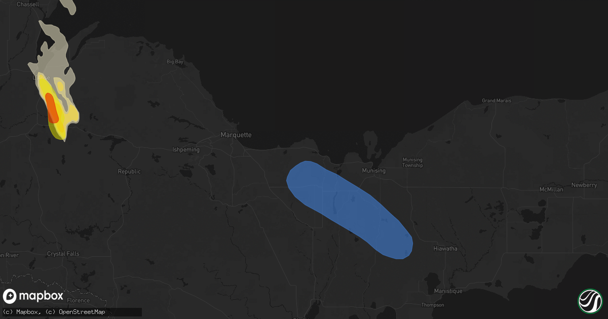 Hail map in Deerton, MI on July 12, 2026