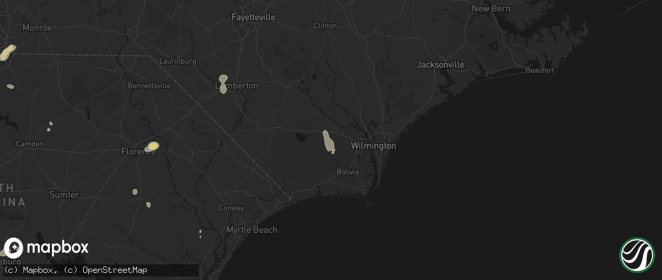 Hail map in Delco, NC on July 12, 2026