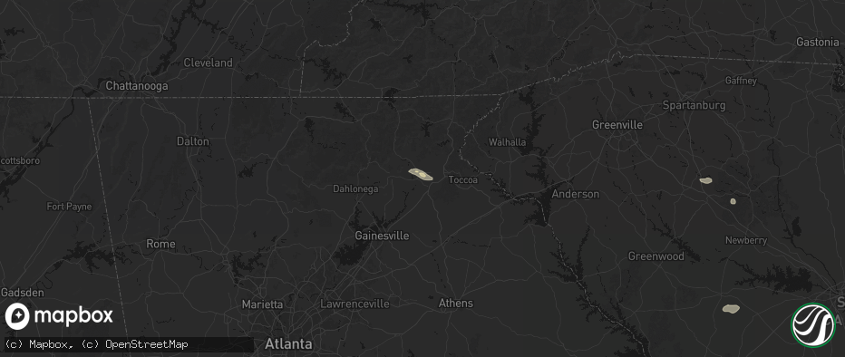 Hail map in Demorest, GA on July 12, 2026