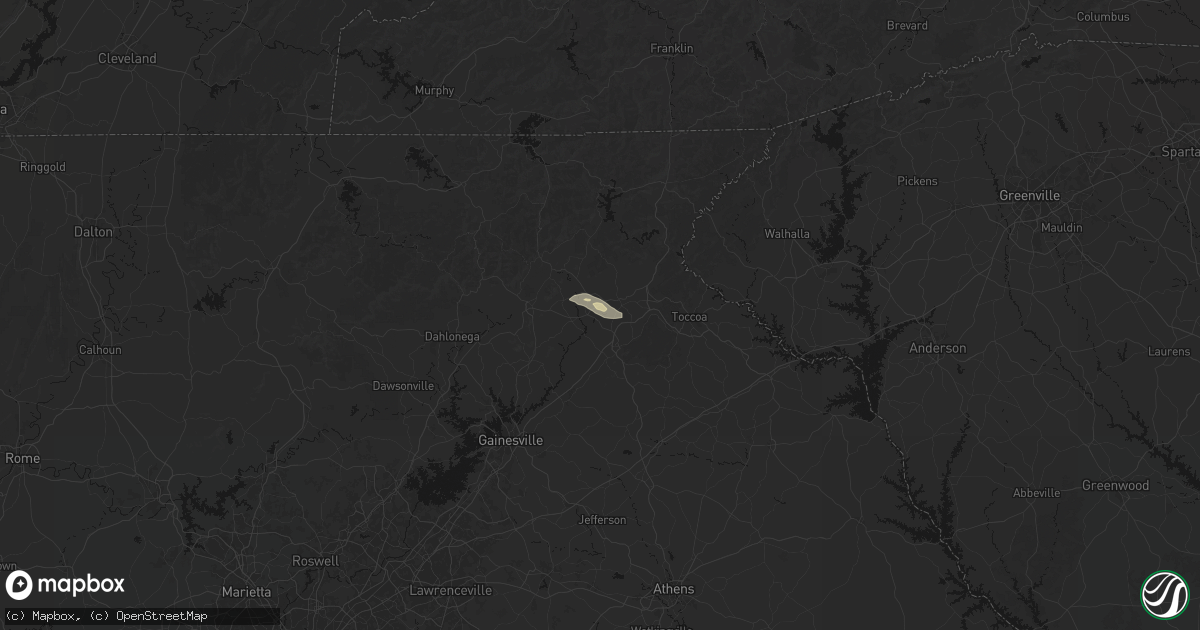 Hail map in Demorest, GA on July 12, 2026