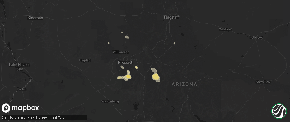 Hail map in Dewey, AZ on July 12, 2026