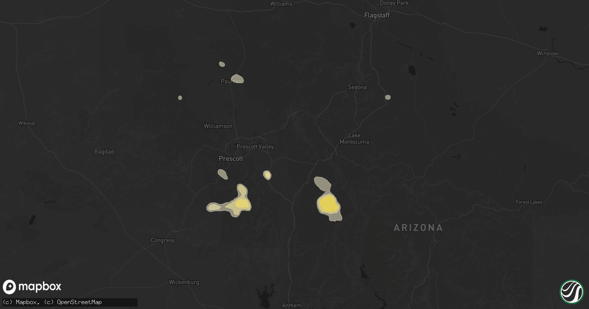 Hail map in Dewey, AZ on July 12, 2026