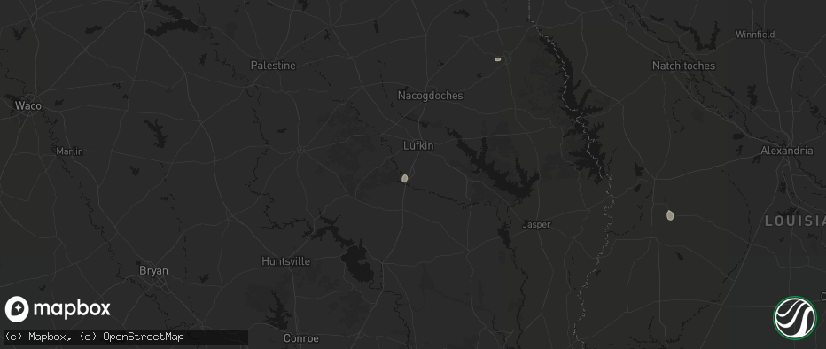 Hail map in Diboll, TX on July 12, 2026