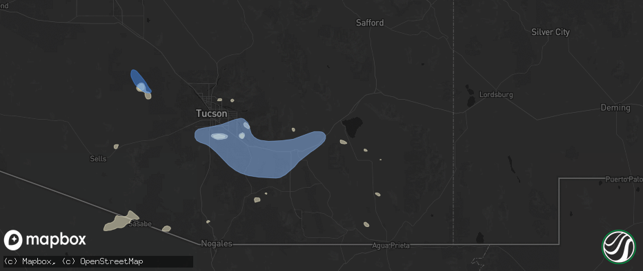 Hail map in Dragoon, AZ on July 12, 2026