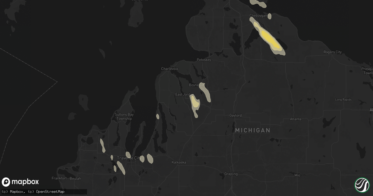Hail map in East Jordan, MI on July 12, 2026