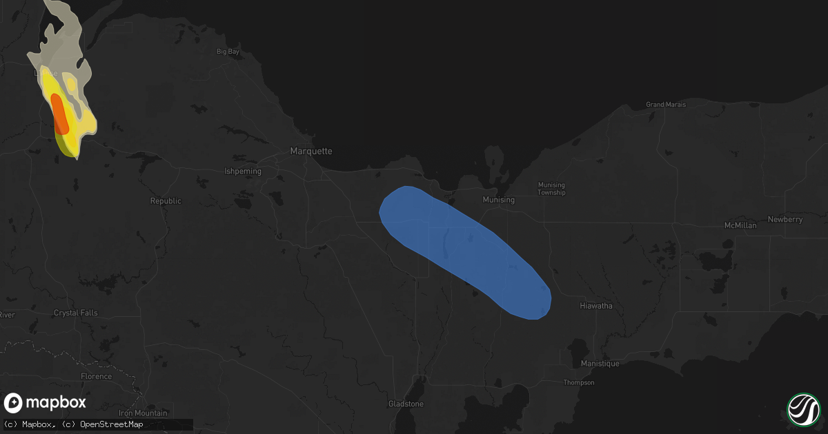 Hail map in Eben Junction, MI on July 12, 2026